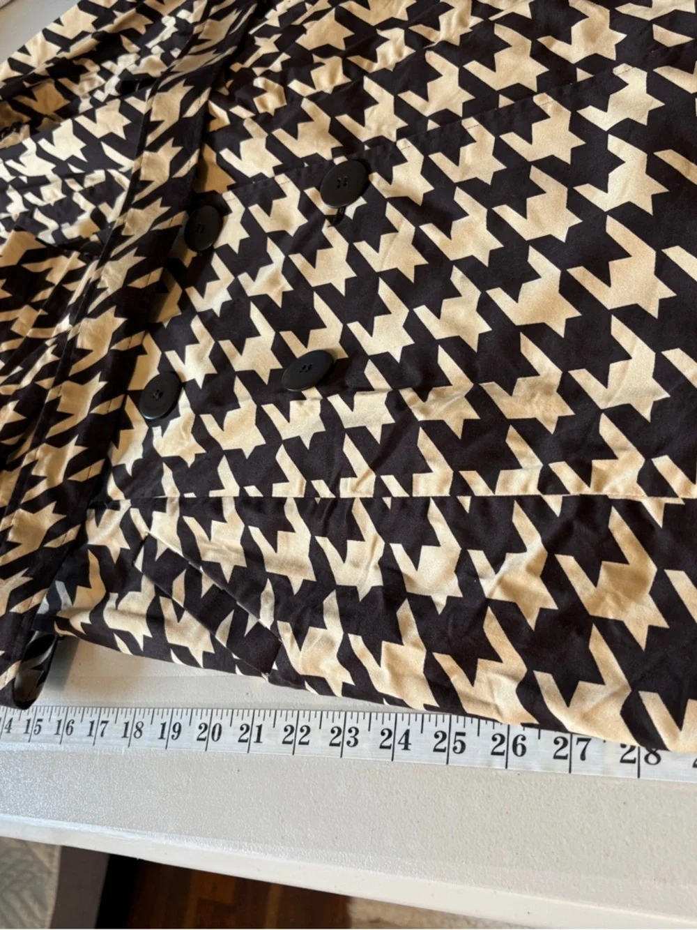 Brown Houndstooth Trench Size XS French Timeless Romantic Quiet Luxury Feminine - Picture 12 of 15